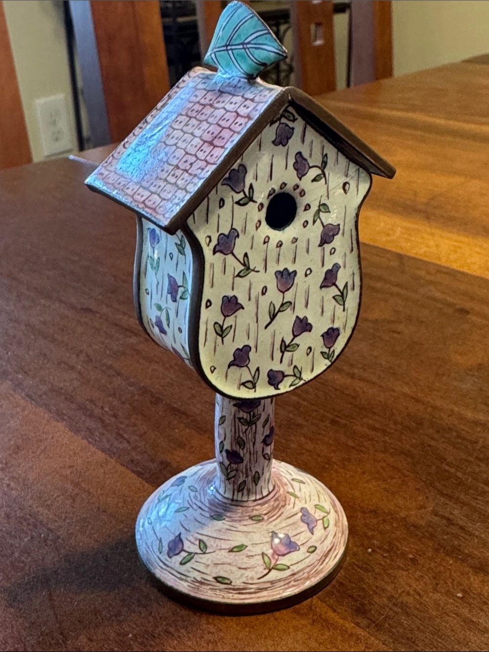 Enamel Bird House Trinket Box